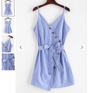 ZAFUL Buttoned Stripes Cami Dress